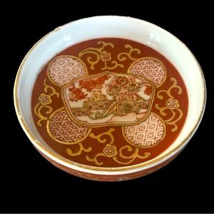 Vintage Signed Gold Imari Hand Painted Japanese Trinket Dish Plate